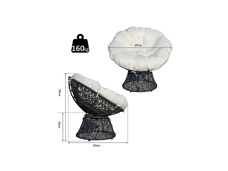 Fauteuil papasan Blanchefleur couleur crème