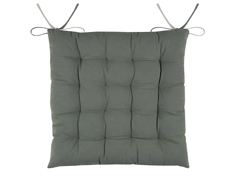 Coussin de chaise réversible vert et Lin 40 cm