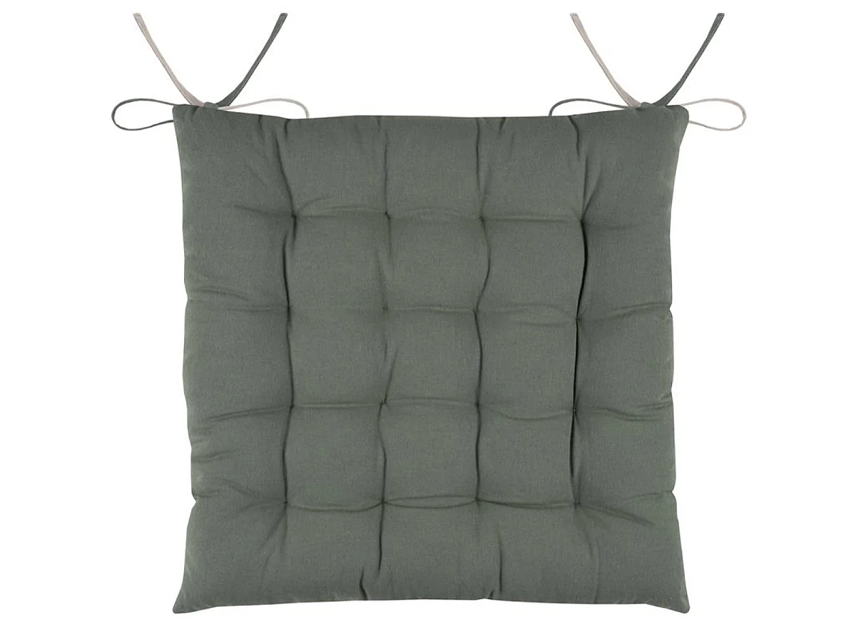 Coussin de chaise réversible vert et Lin 40 cm