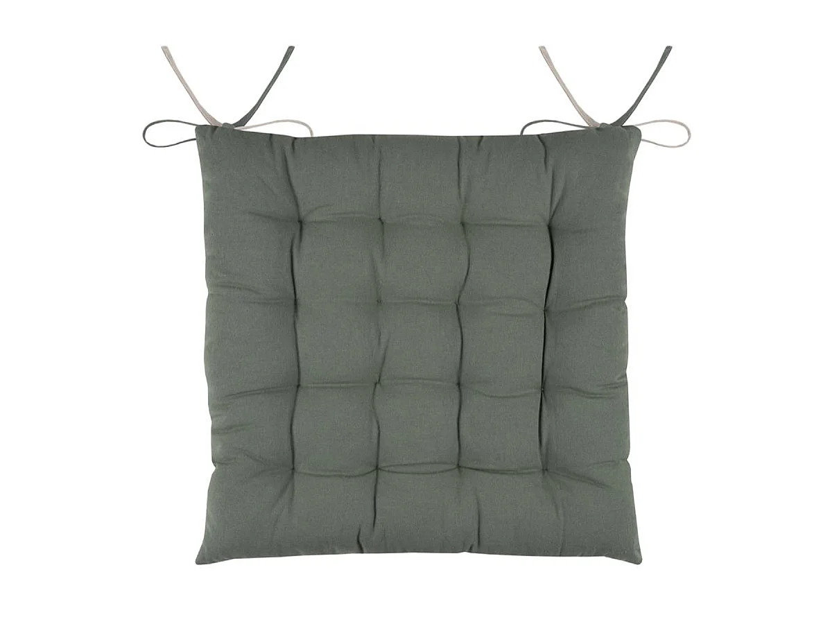 Coussin de chaise réversible vert et Lin 40 cm