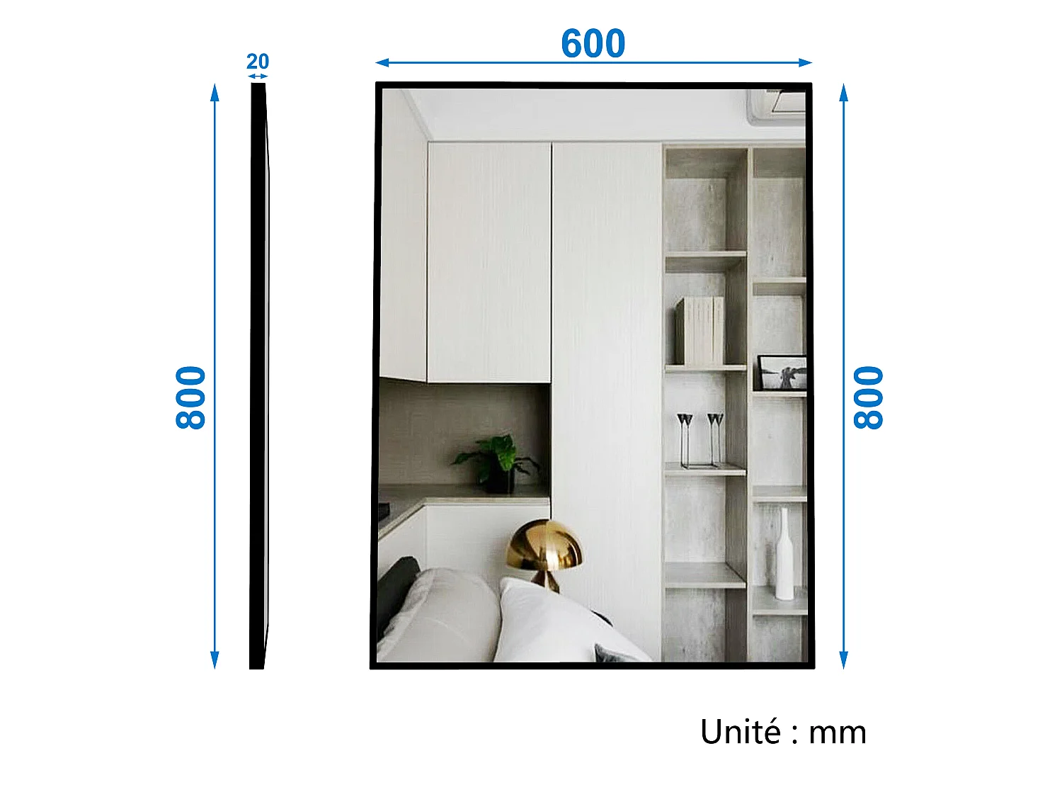 Ensemble Salle De Bain 100cm Blanc meuble + miroir + colonne + vasque-Aica