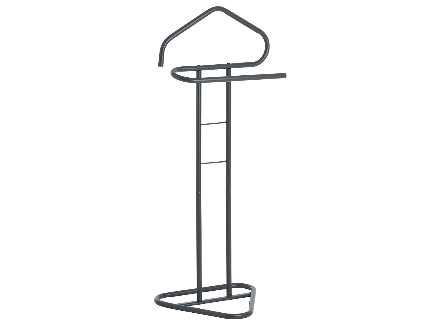 Valet de chambre valet de nuit CAMILO chevalet de nuit avec cintre pour veste et portant pour pantalons, en métal laqué gris