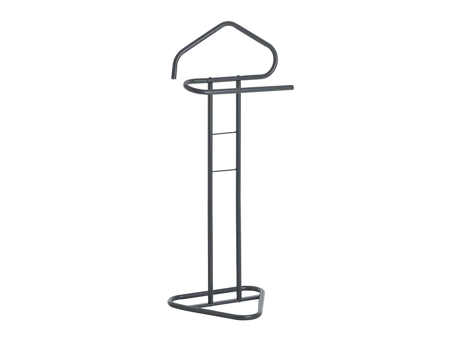 Valet de chambre valet de nuit CAMILO chevalet de nuit avec cintre pour veste et portant pour pantalons, en métal laqué gris