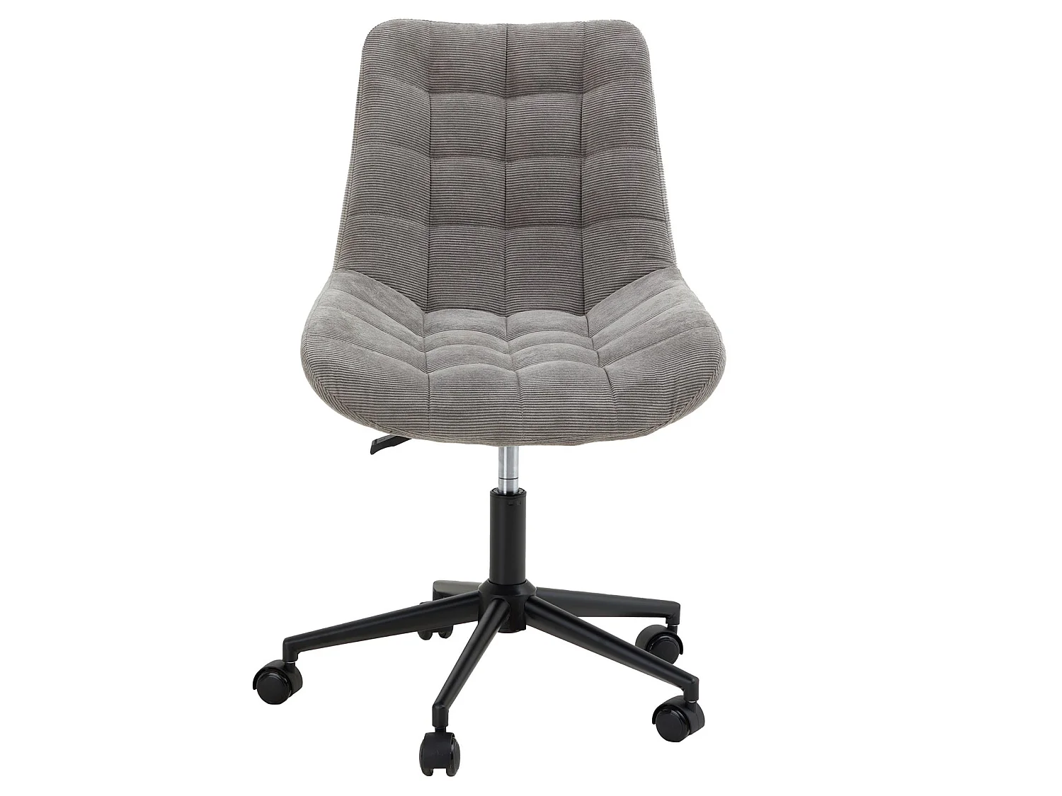 Chaise de bureau VASILO fauteuil en velours côtelé gris avec piétement en métal laqué noir