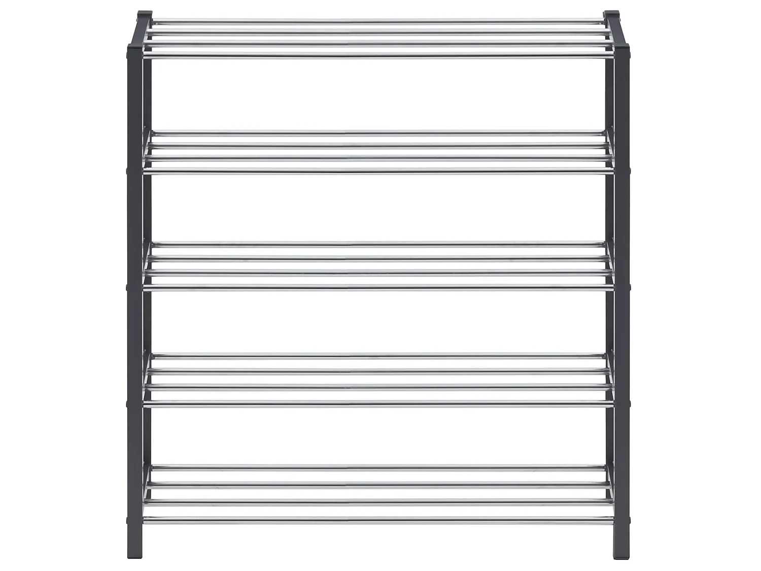 Etagère à chaussures DUBLIN rangement porte-chaussures avec 5 niveaux pour 20 paires en métal chromé et laqué gris