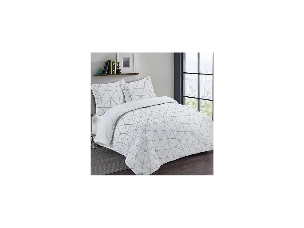 VISION Parure de couette Hugo - 100% coton - 1 housse de couette 220 x 240 cm + 2 taies d'oreiller 65 x 65 cm - Blanc et noir