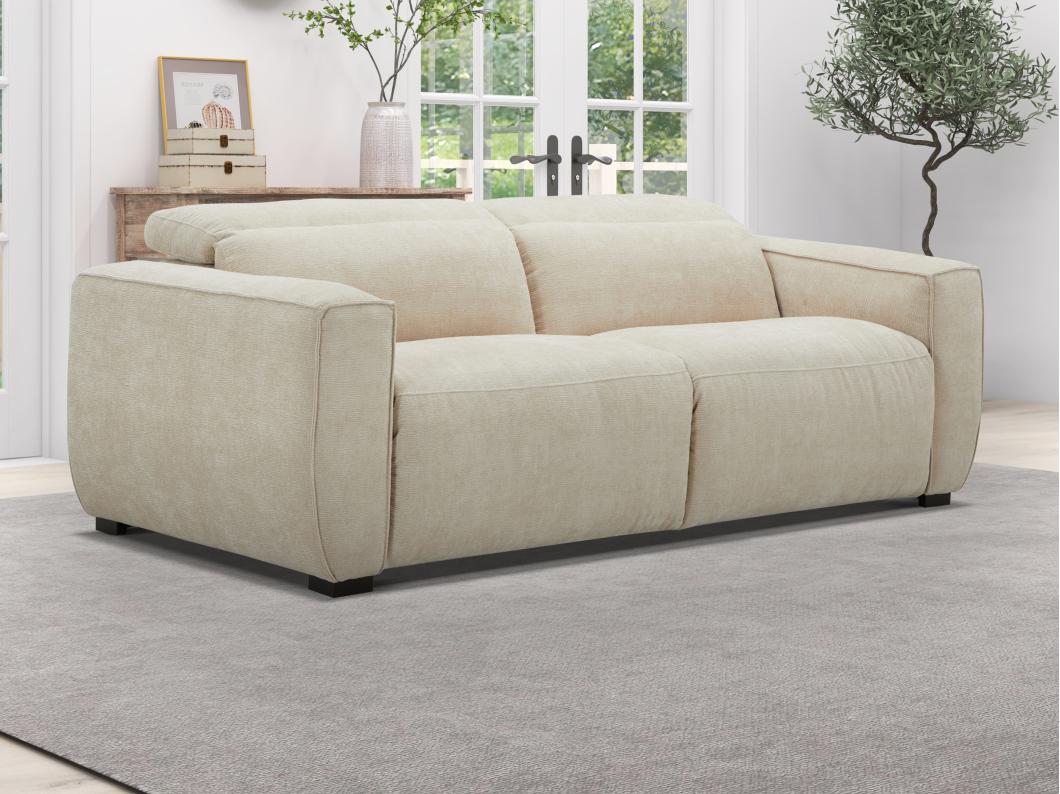 Canapé 3 places relax électrique en tissu beige LAGUNDI