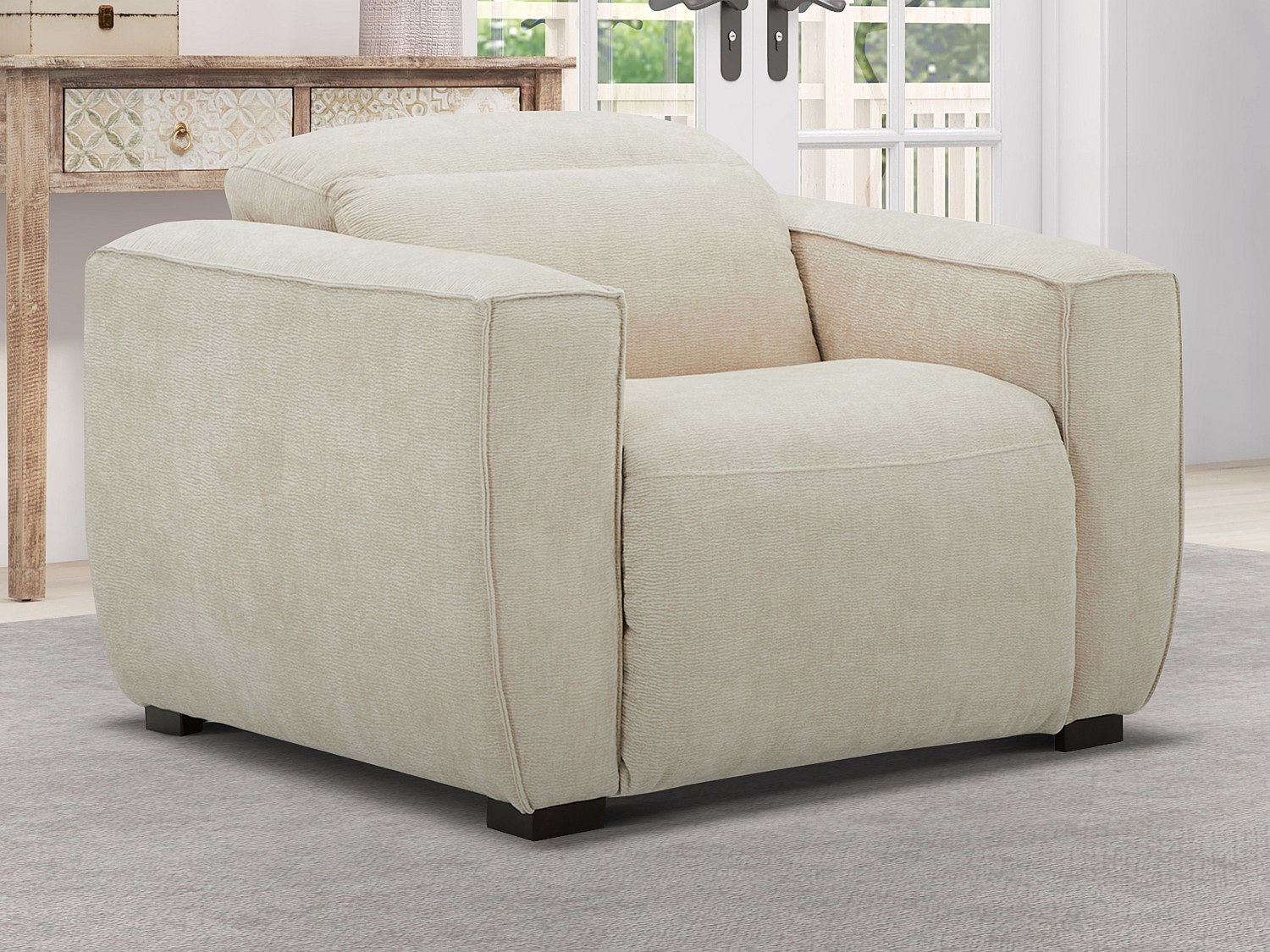 Relaxsessel elektrisch - Stoff - Beige - LAGUNDI günstig online kaufen