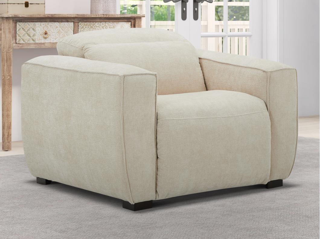 Elektrische relaxfauteuil van beige stof LAGUNDI