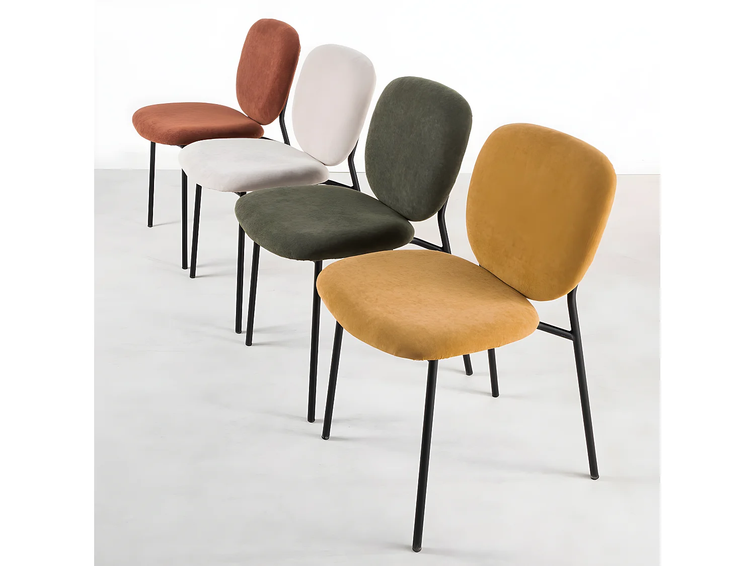 Dalby - Lot de 2 chaises en tissu et métal - Rouille