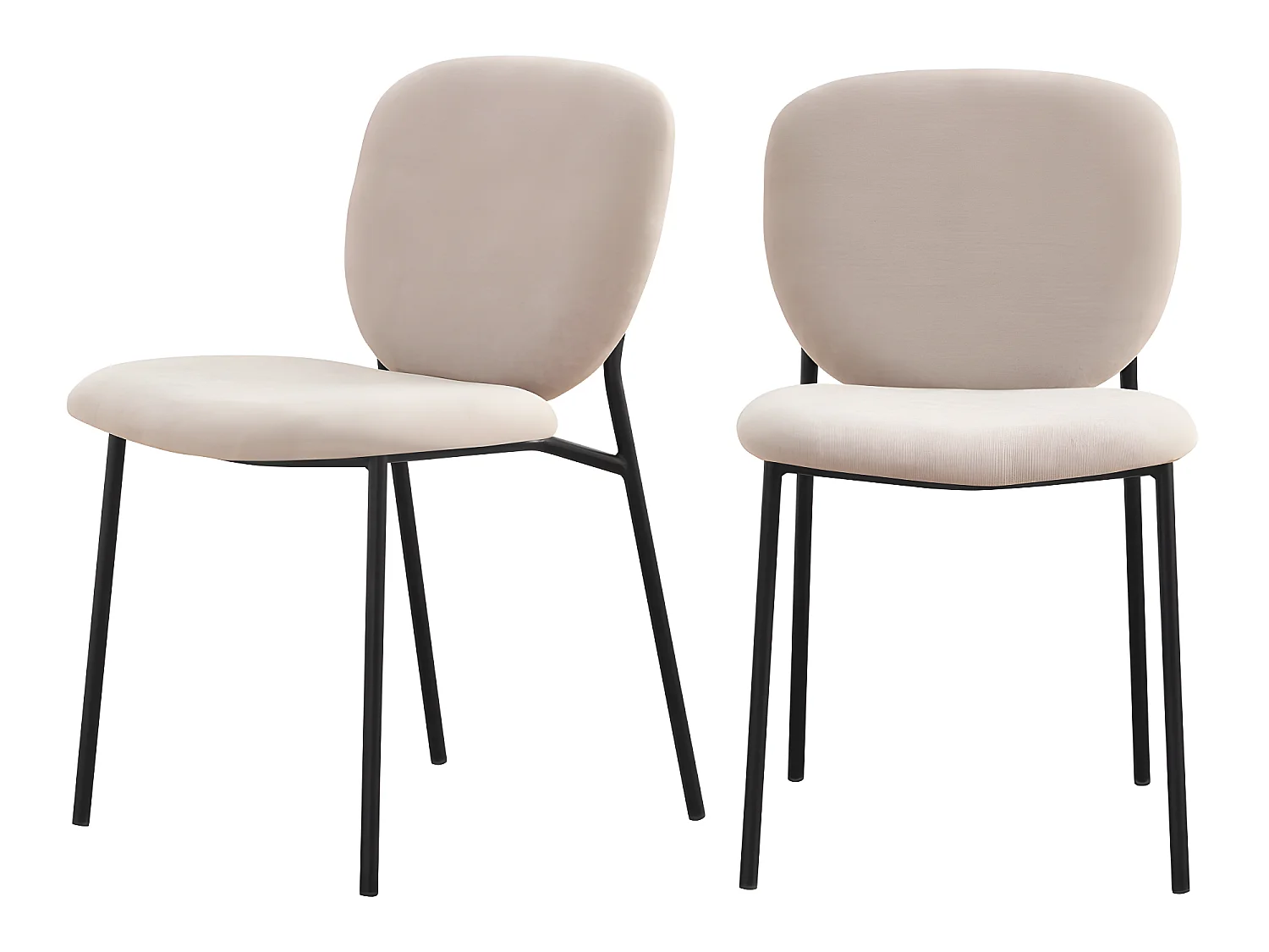 Dalby - Lot de 2 chaises en tissu et métal - Couleur - Beige