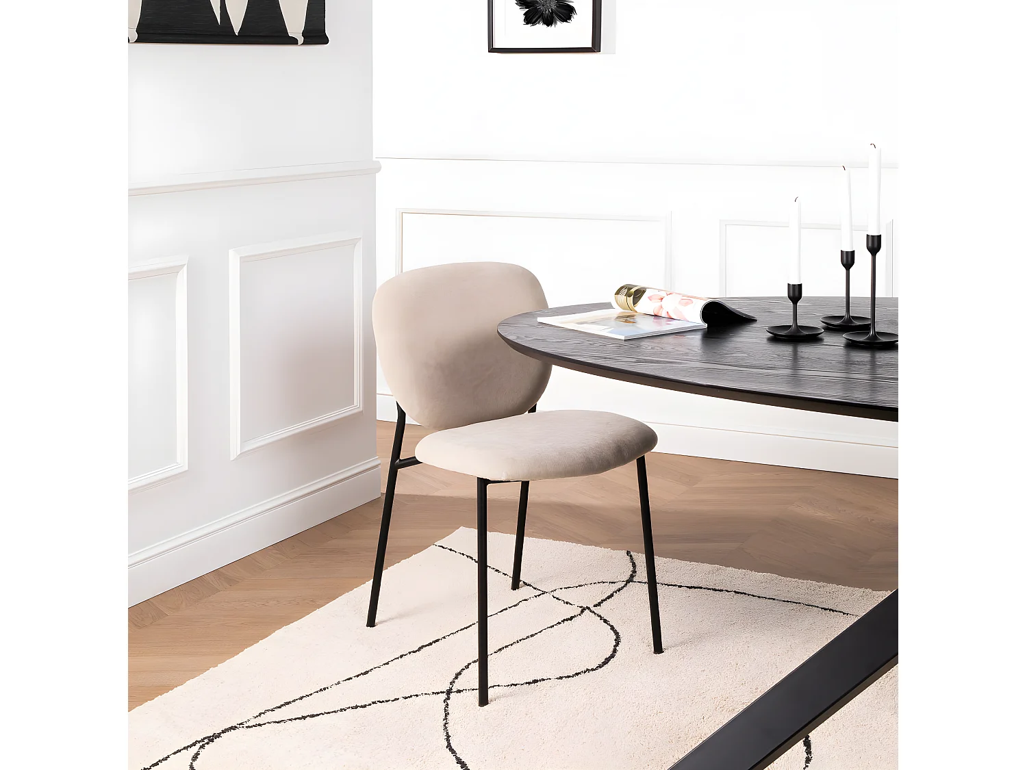 Dalby - Lot de 2 chaises en tissu et métal - Couleur - Beige