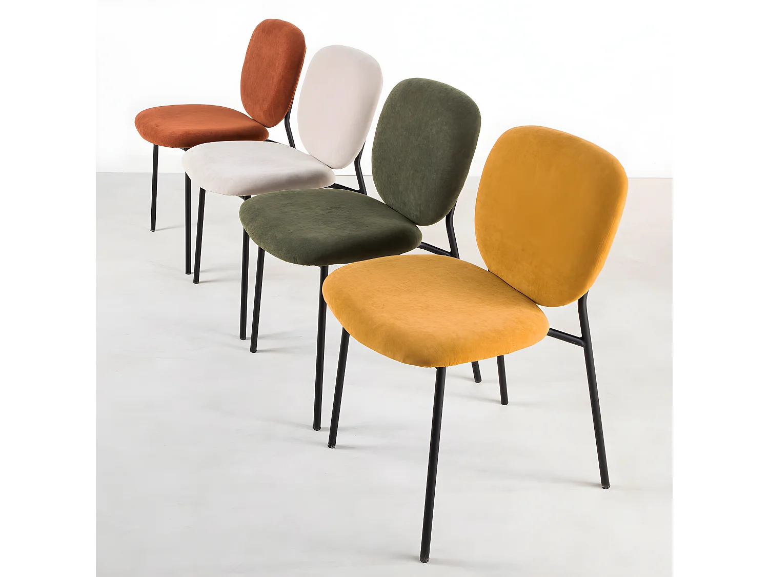 Dalby - Lot de 2 chaises en tissu et métal - Couleur - Beige