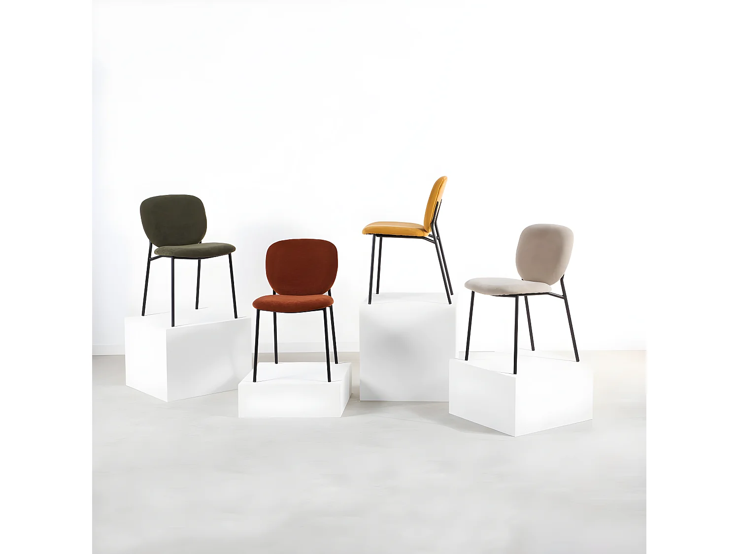 Dalby - Lot de 2 chaises en tissu et métal - Couleur - Beige