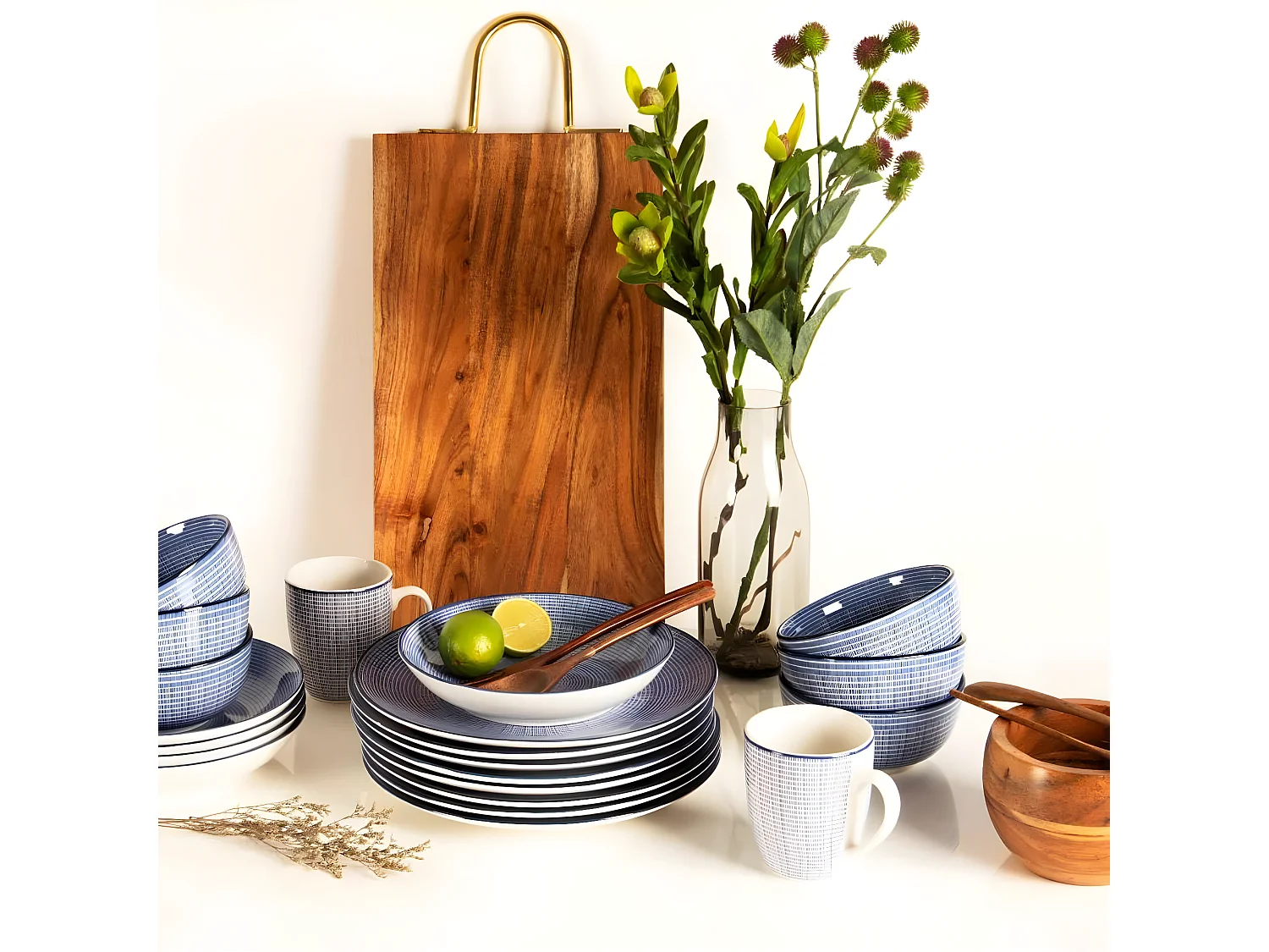 Feuillage et Graines de Bardane - Bleu / 78 cm