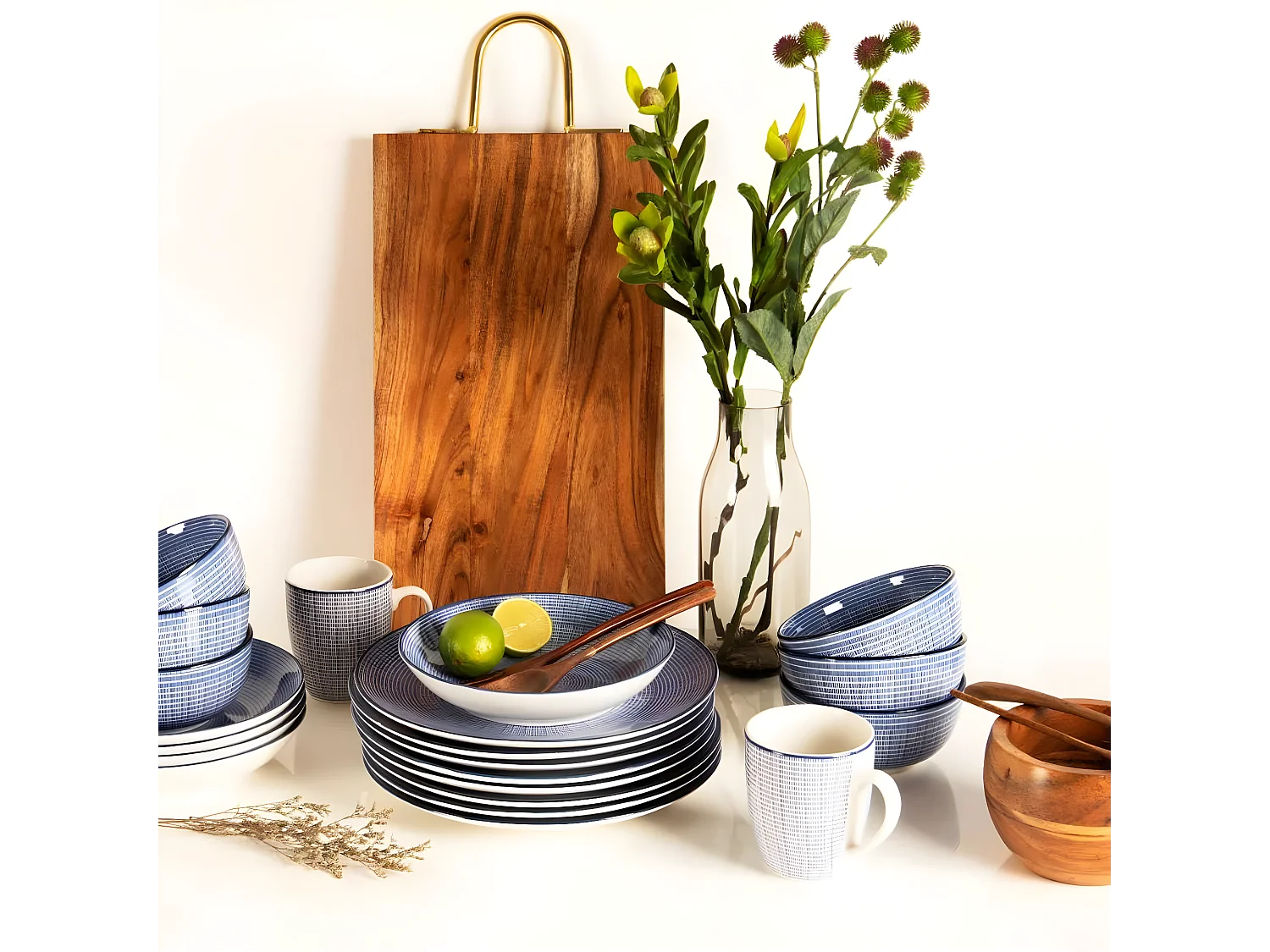 Feuillage et Graines de Bardane - Bleu / 78 cm