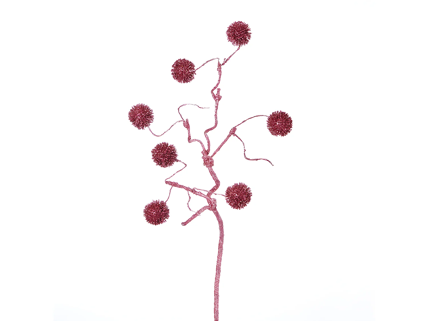 Branche de Pompons Pailletés Izia Noël - Bleu / 50 cm