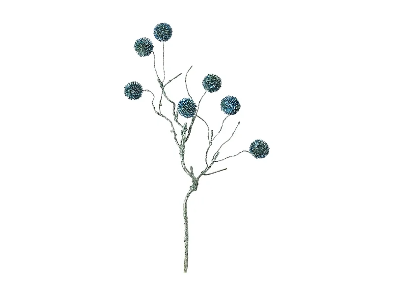 Branche de Pompons Pailletés Izia Noël - Rose / 50 cm