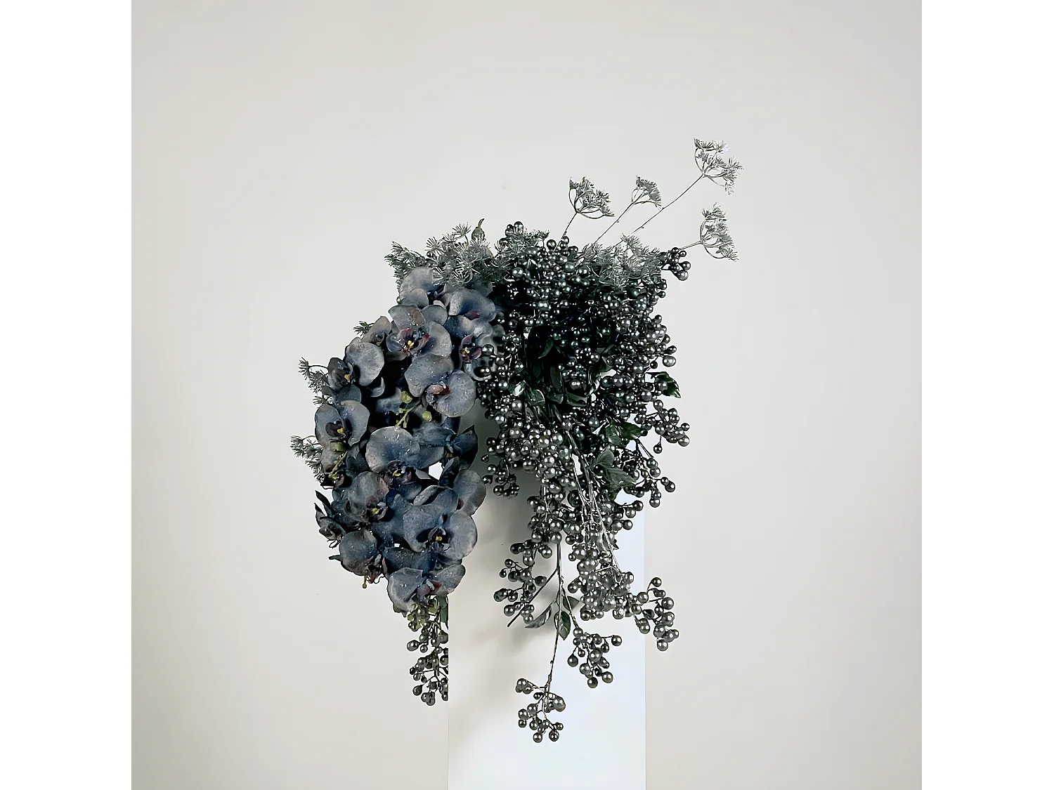 Branche de Baies Effet Métallique Noël - Argenté / 51 cm