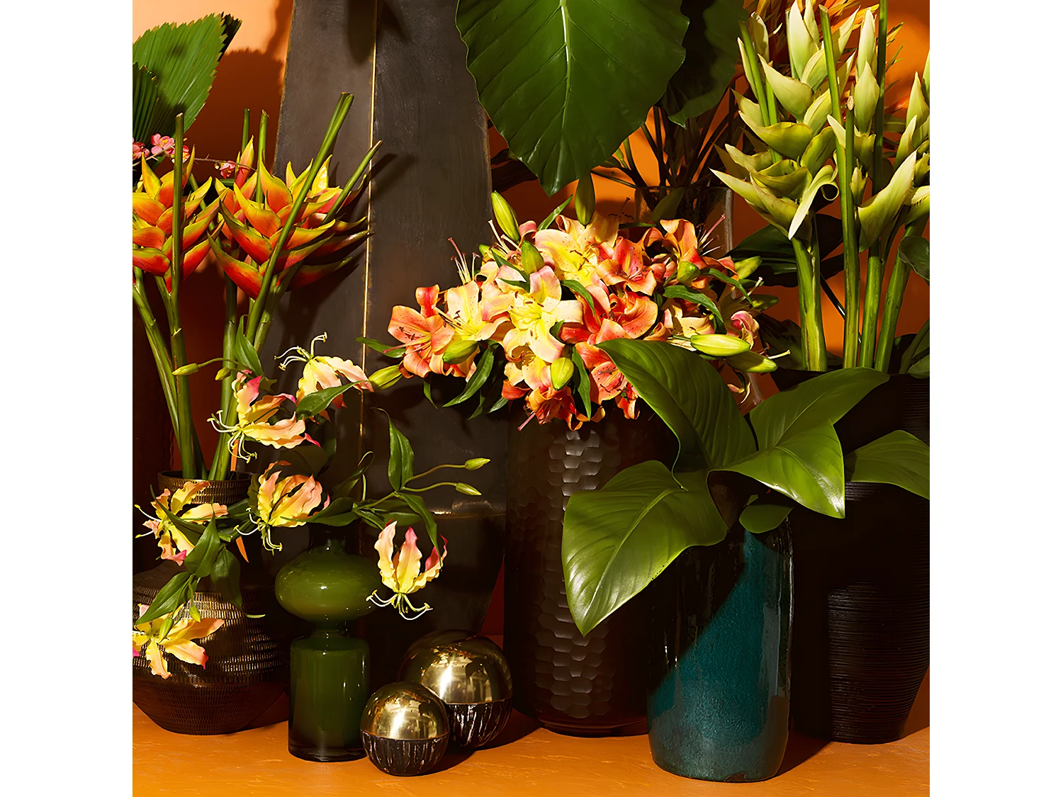 Tige d'Heliconia Rostrata - Orange