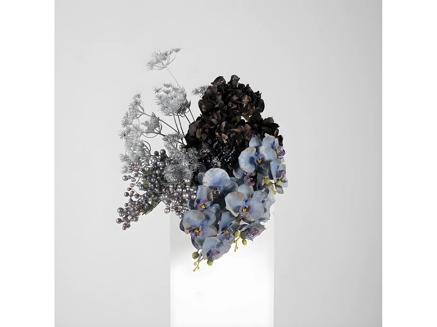 Branche de Baies Effet Métallique Noël - Argenté