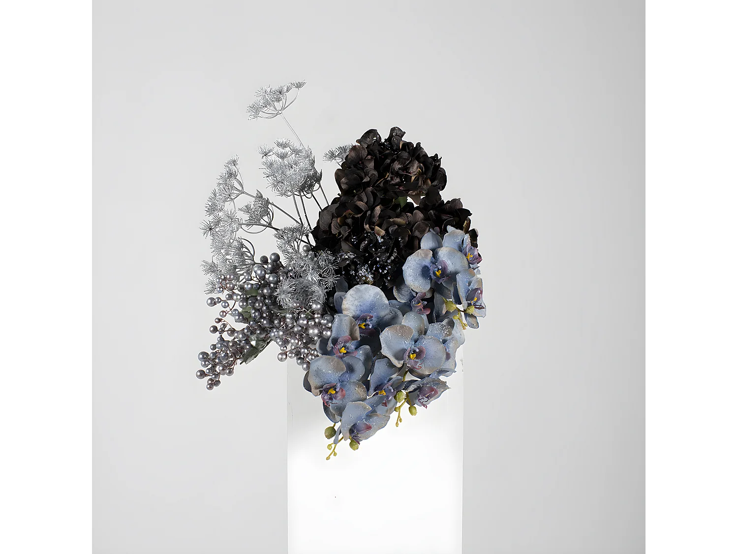 Branche de Baies Effet Métallique Noël - Argenté