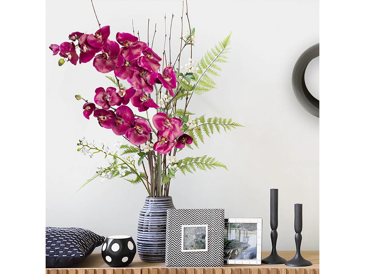 Tige d'Orchidée Phalaenopsis Budy - Fuchsia / 104 cm