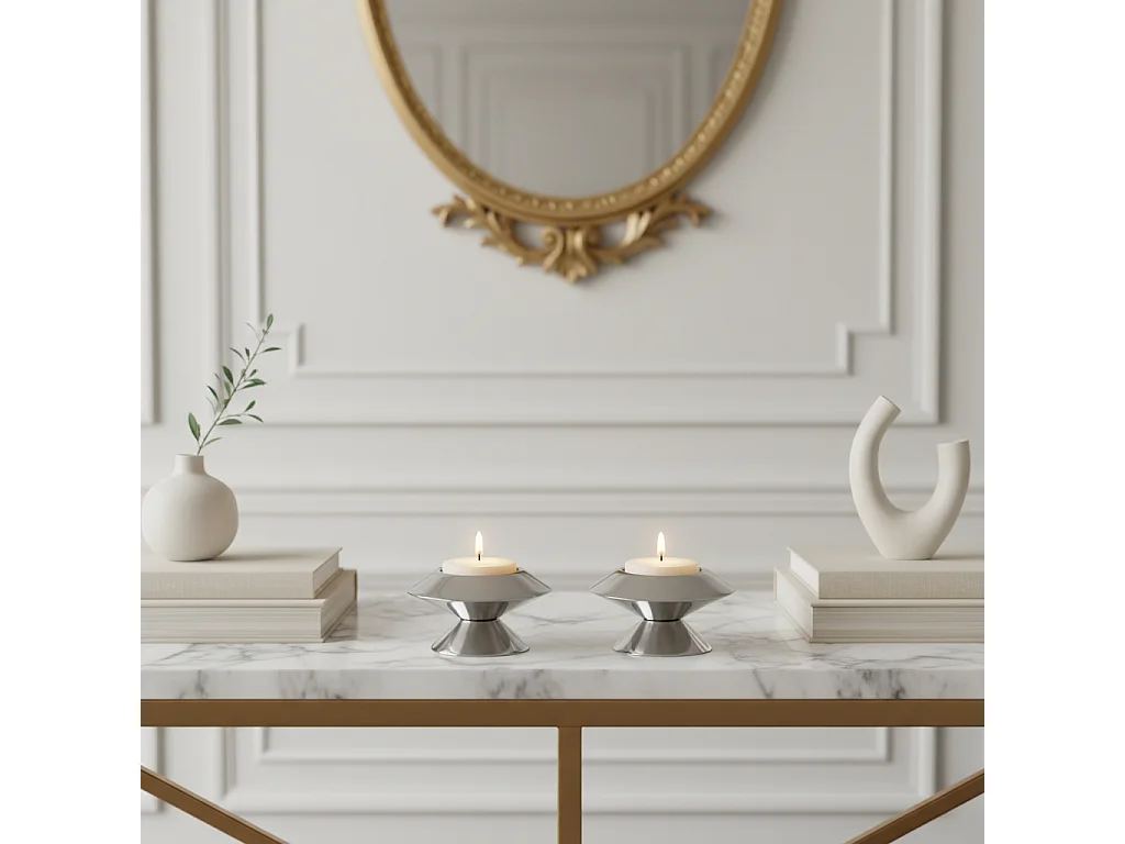 Porte-Bougie conique - Argenté