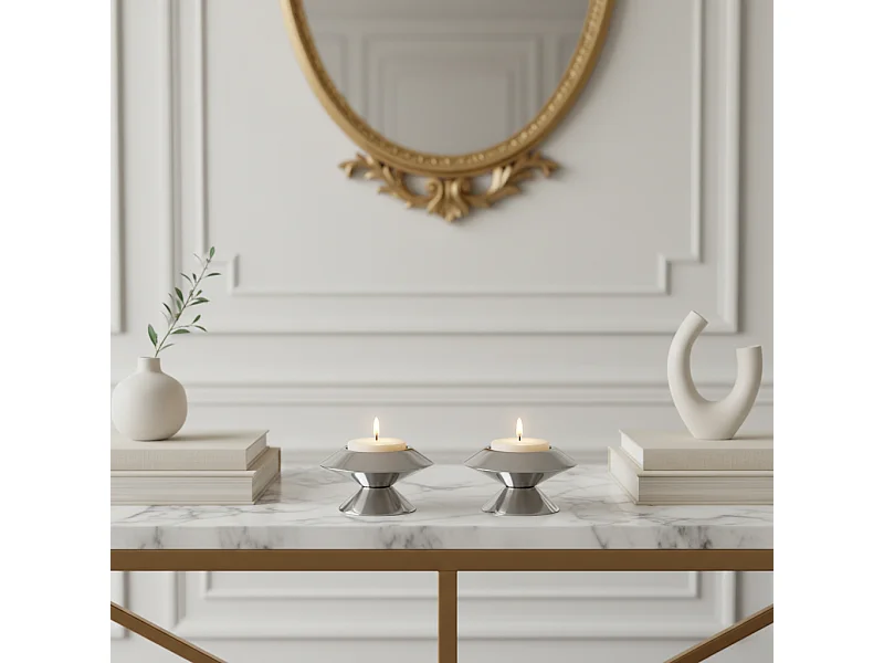 Porte-Bougie conique - Argenté