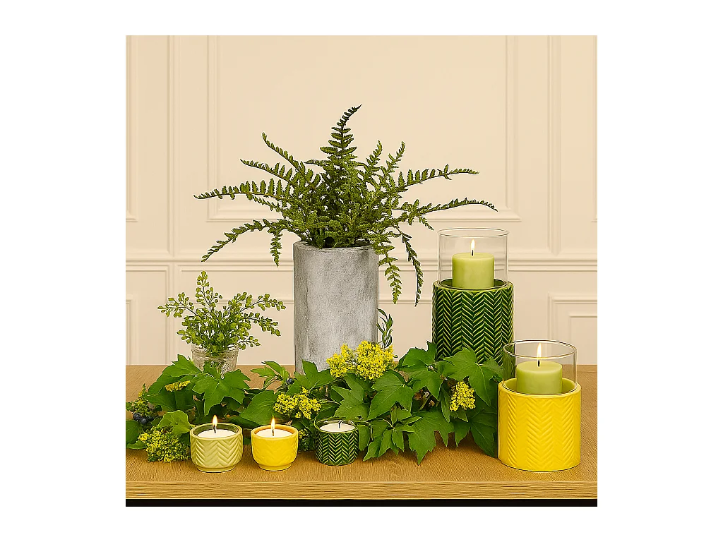 Porte-bougie Totem Grand Format - Vert / 29 cm
