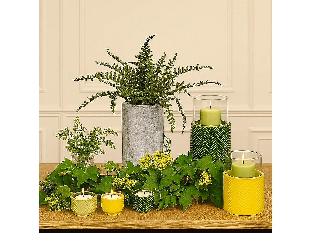 Porte-bougie Totem Grand Format - Vert / 29 cm