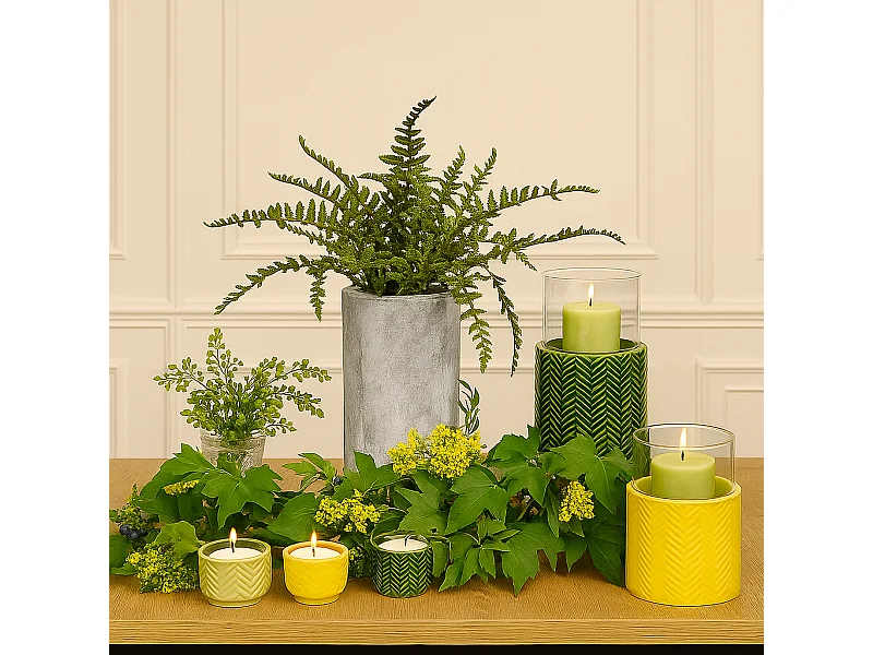 Porte-bougie Totem Grand Format - Vert / 29 cm