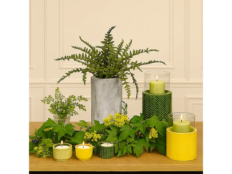 Porte-bougie Totem Grand Format - Vert / 29 cm