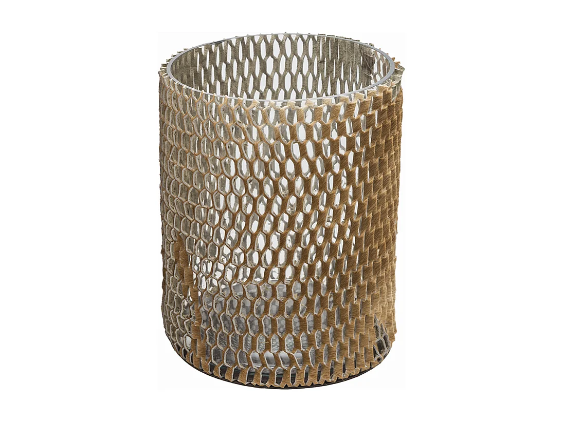 Photophore en Verre et Cuir - Marron