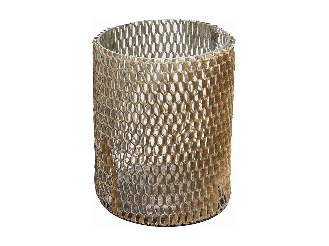 Photophore en Verre et Cuir - Marron