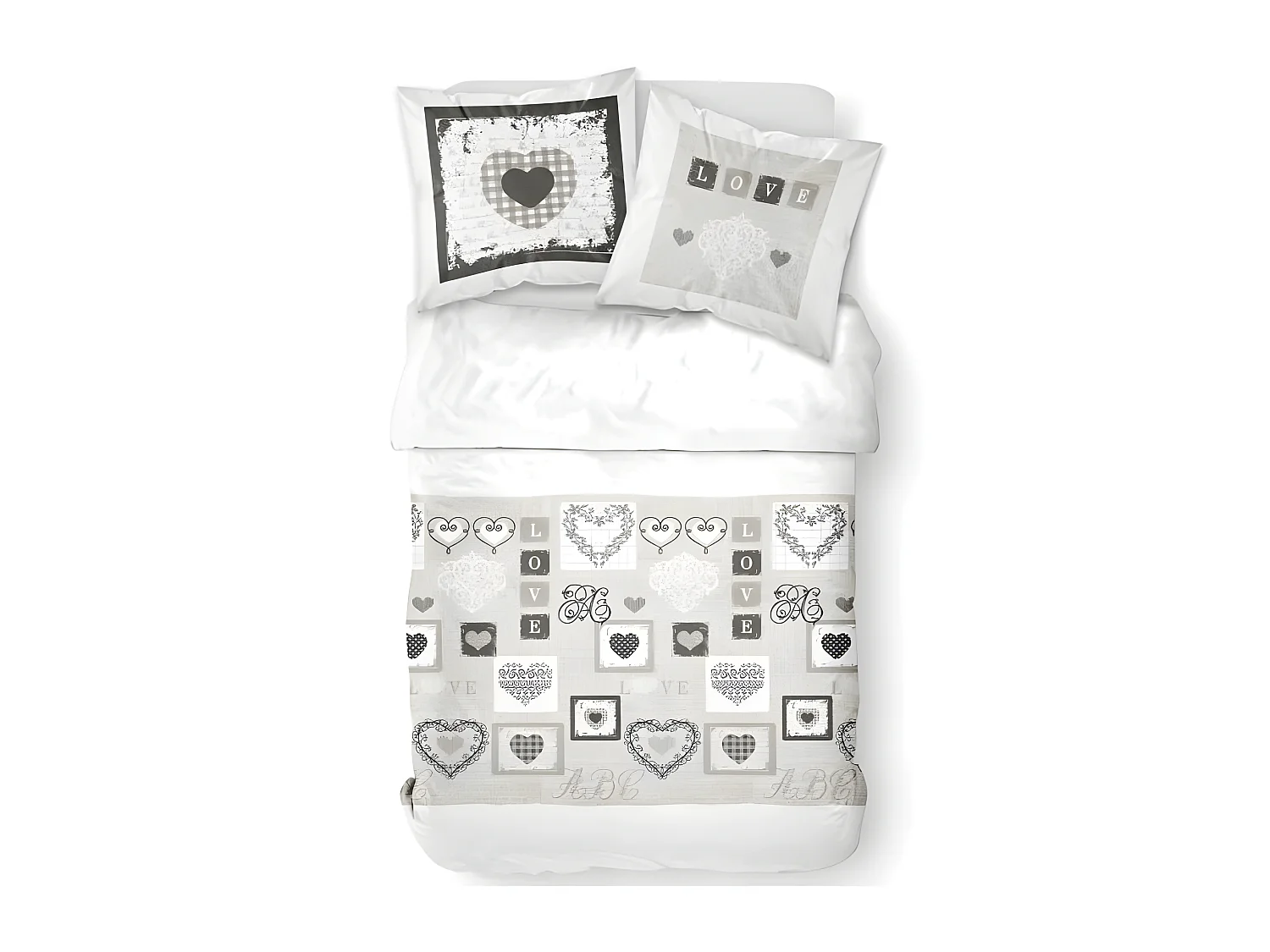 Parure de lit Coton 2 personnes - 240x260 cm - Imprimé Blanc Eden