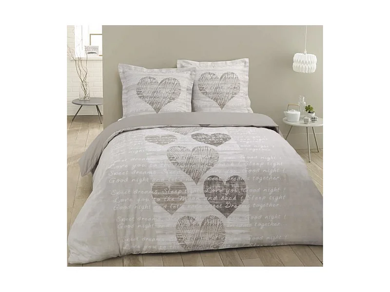 Parure de couette Alice - 100% coton - 200 x 200 cm - Beige