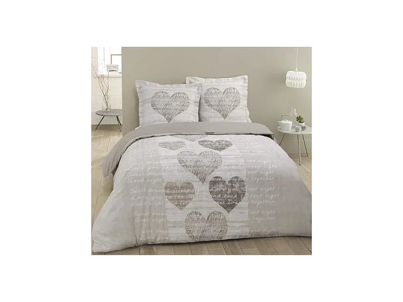 Parure de couette Alice - 100% coton - 200 x 200 cm - Beige
