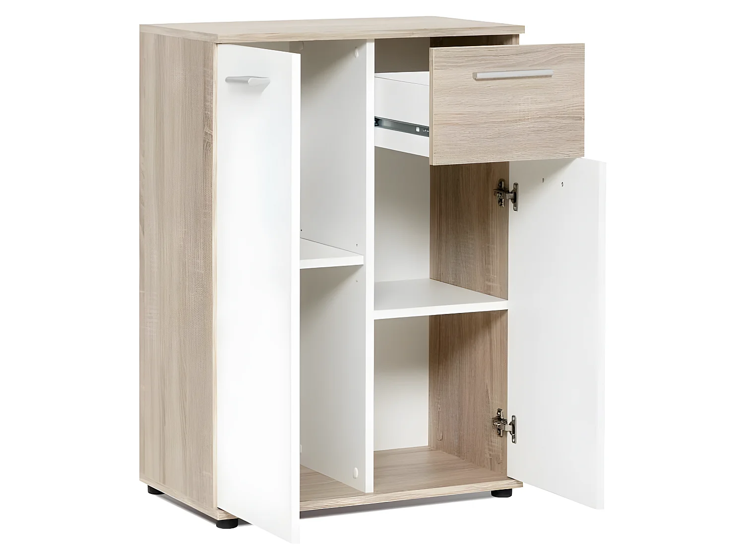 Klein dressoir - Matwit en Sonoma Eiken - Klassiek - 60 cm