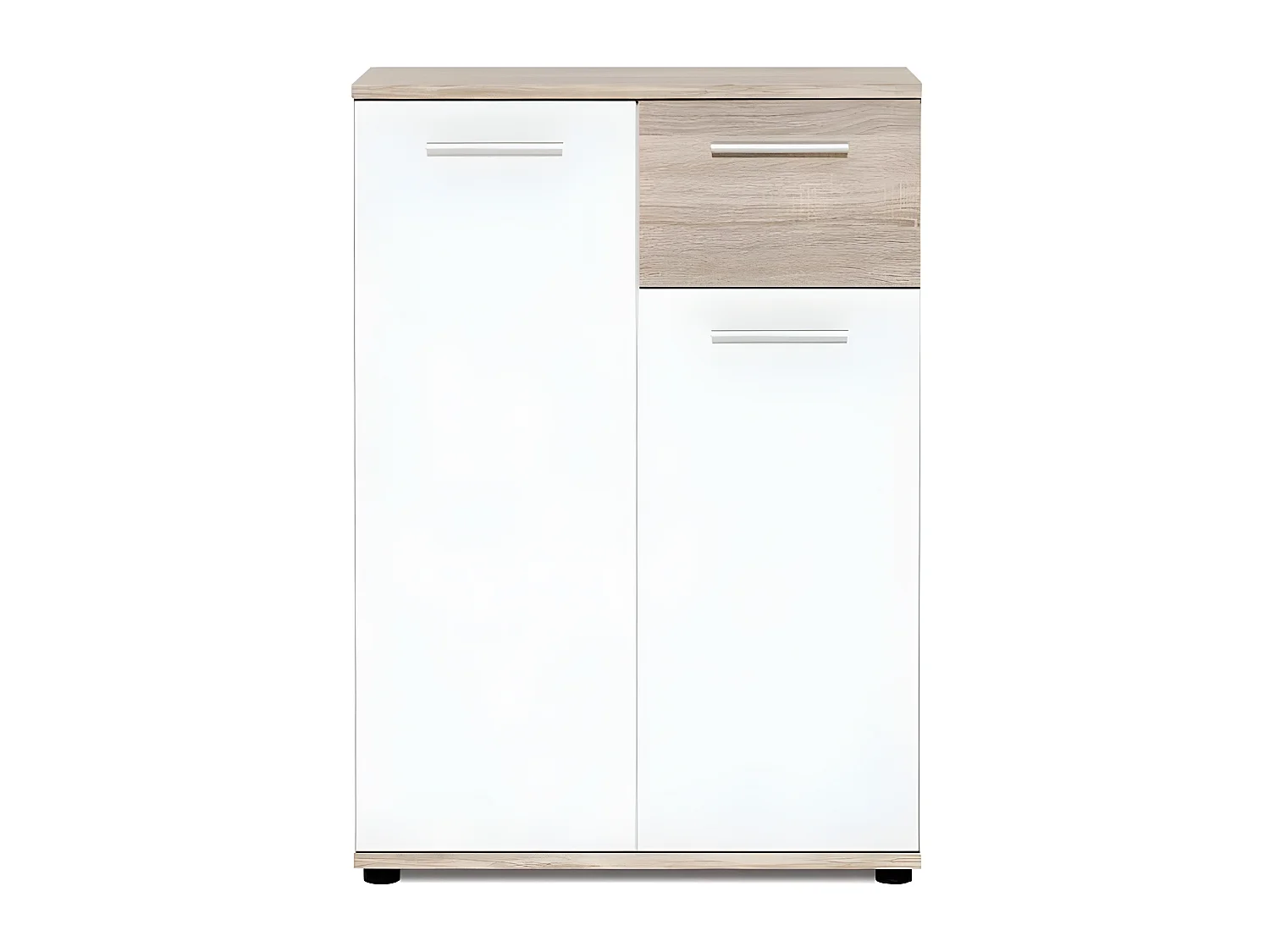 JACKY Meuble de rangement - Blanc mat et décor chene - Classique - L 60 cm