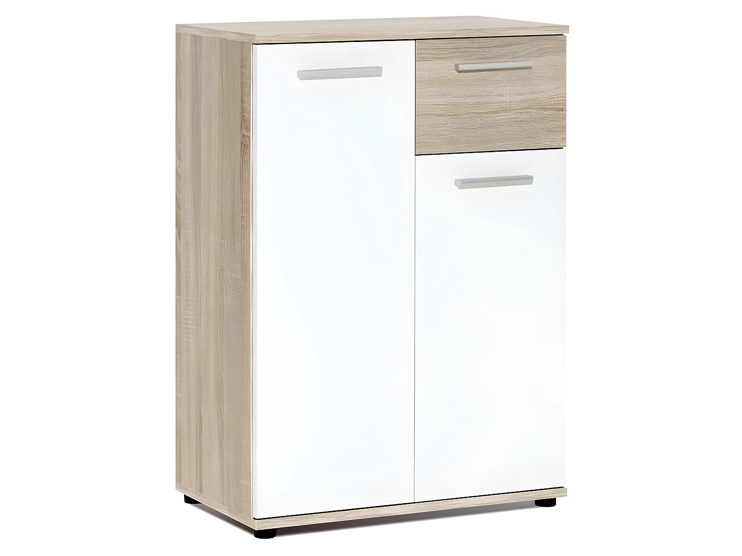 JACKY Meuble de rangement - Blanc mat et décor chene - Classique - L 60 cm