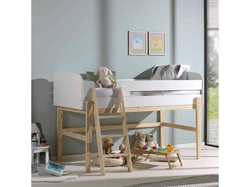 Lit enfant mi-hauteur blanc laqué - Terre de Nuit