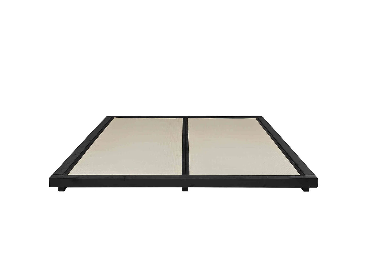 Lit futon style japonais en bois massif noir 160x200 + tatami