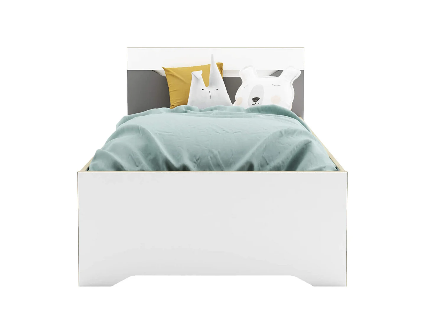 Lit extensible enfant en bois blanc et gris 90x190/200 - LI211