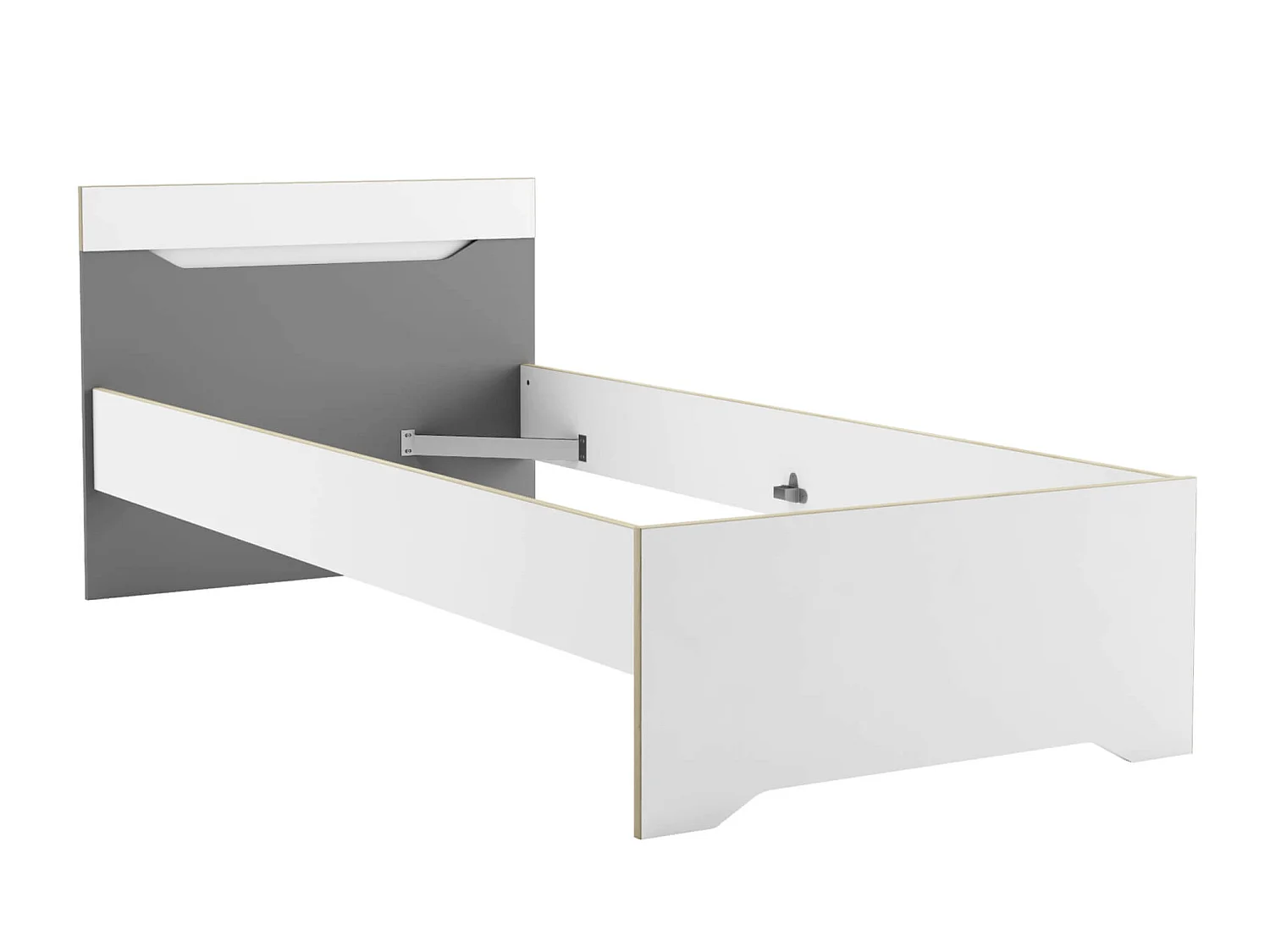 Lit extensible enfant en bois blanc et gris 90x190/200 - LI211