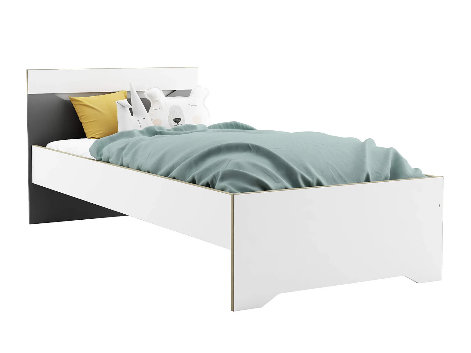 Lit extensible enfant en bois blanc et gris 90x190/200 - LI211