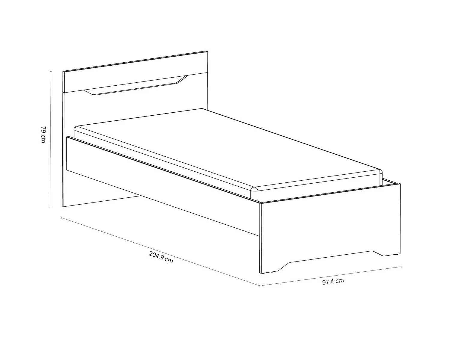 Lit extensible enfant en bois blanc et gris 90x190/200 - LI211