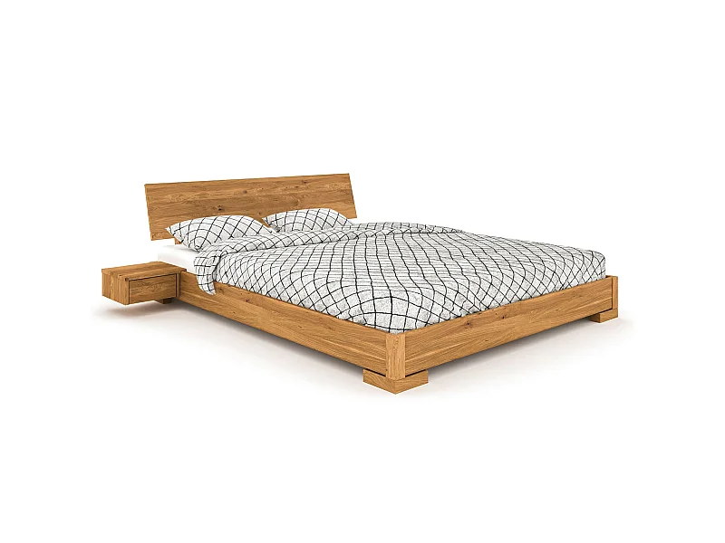 Lit avec tête de lit intégrée en chêne massif clair 140x190 - LT36007