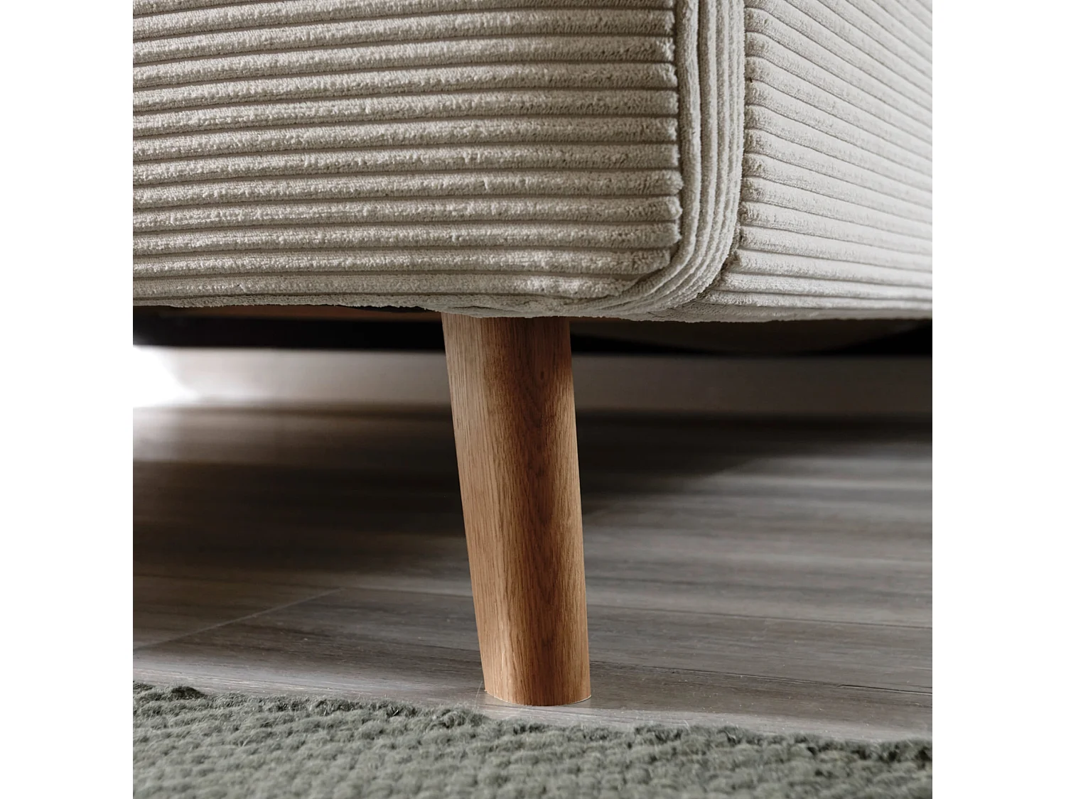 Lit rembourré en velours beige avec tête de lit lisse 140x200 - LT8002