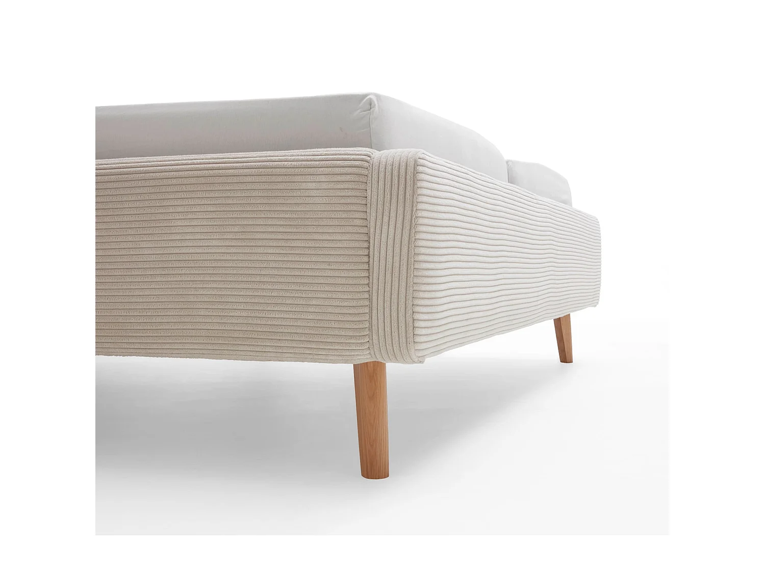 Lit rembourré en velours beige avec tête de lit lisse 140x200 - LT8002